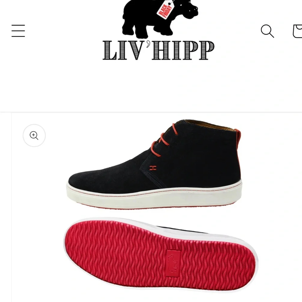 Navy Suede Chukka Boots with Red Laces